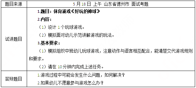 2019上半年上海教师资格证幼儿面试真题：好玩的神球